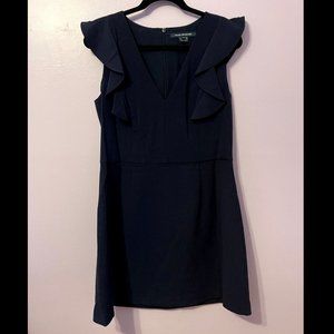 FRENCH CONNECTION Whisper Ruffled VNeck Dress Navy